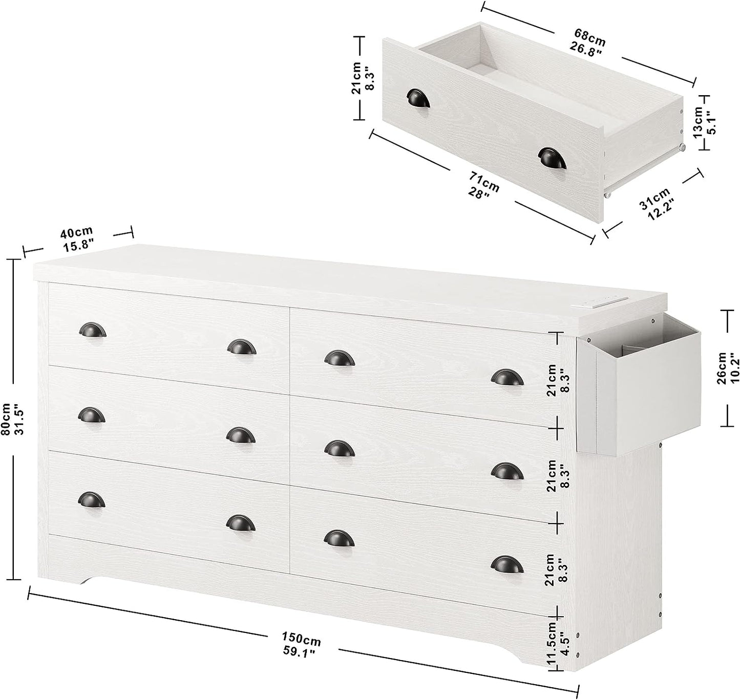 8 Drawer Dresser White