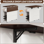 LIKIMIO 51" Mobile Kitchen Island Cart with Drop Leaf & Power Outlet