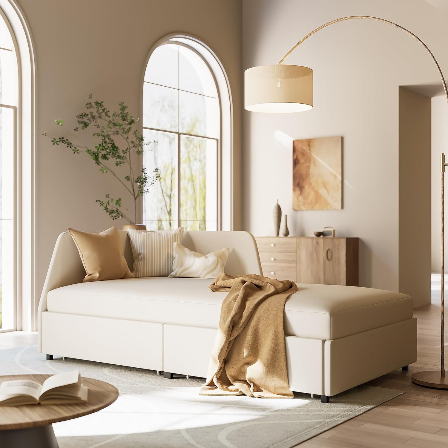 LIKIMIO Premium Modern Upholstered Corner Bed