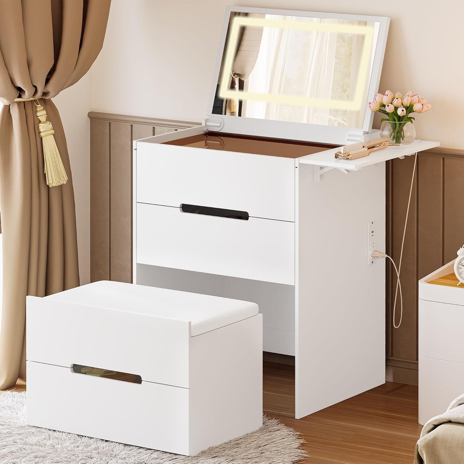 LIKIMIO 3-in-1 Make Up Vanity & End Table （31.9"）