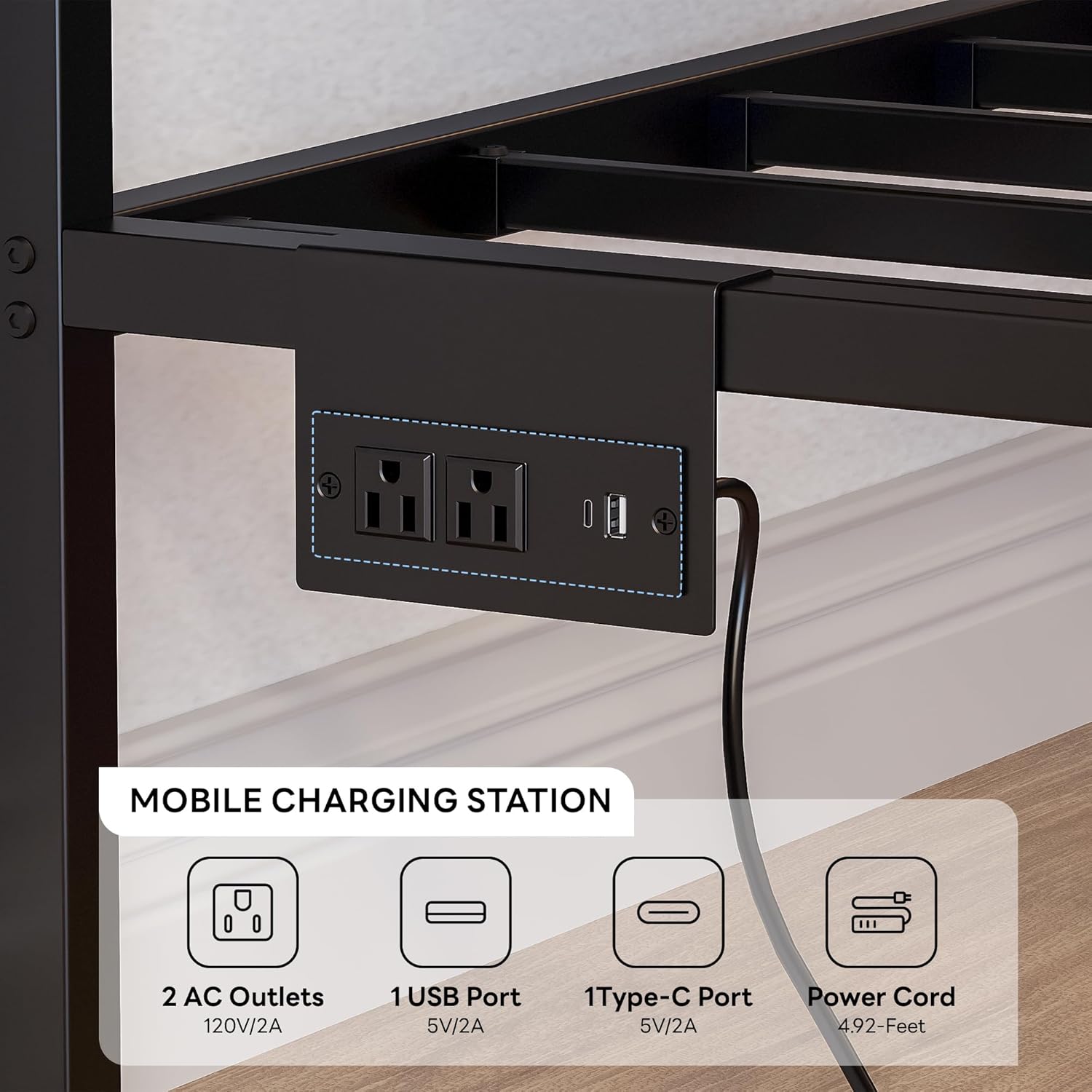 LIKIMIO Industrial Brown Storage Corner Bed