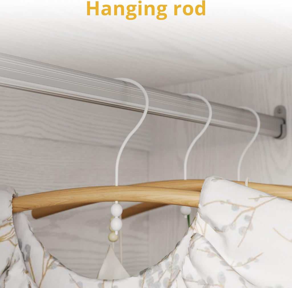 LIKIMIO Wooden Wardrobe with Mirror & 2 Open Shelves （70”）