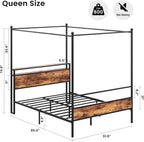LIKIMIO Multifunctional Four-Post Bed Frame