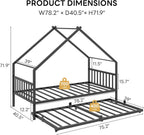LIKIMIO Twin Daybed with Trundle, Lockable Casters, Black