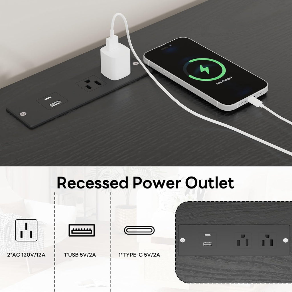 LIKIMIO TV Stand with Power Outlet for TVs up to 65", Black