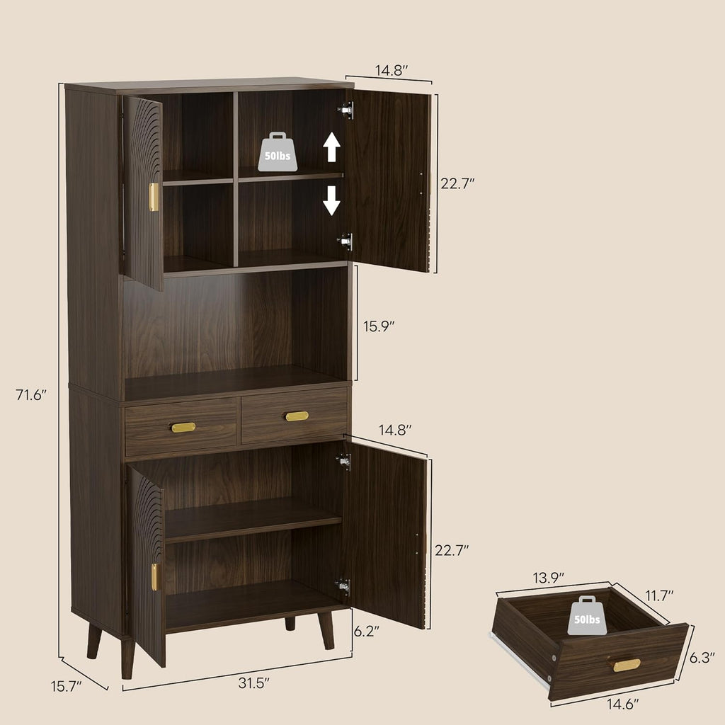 LIKIMIO Adjustable Shelves Pantry Cabinet