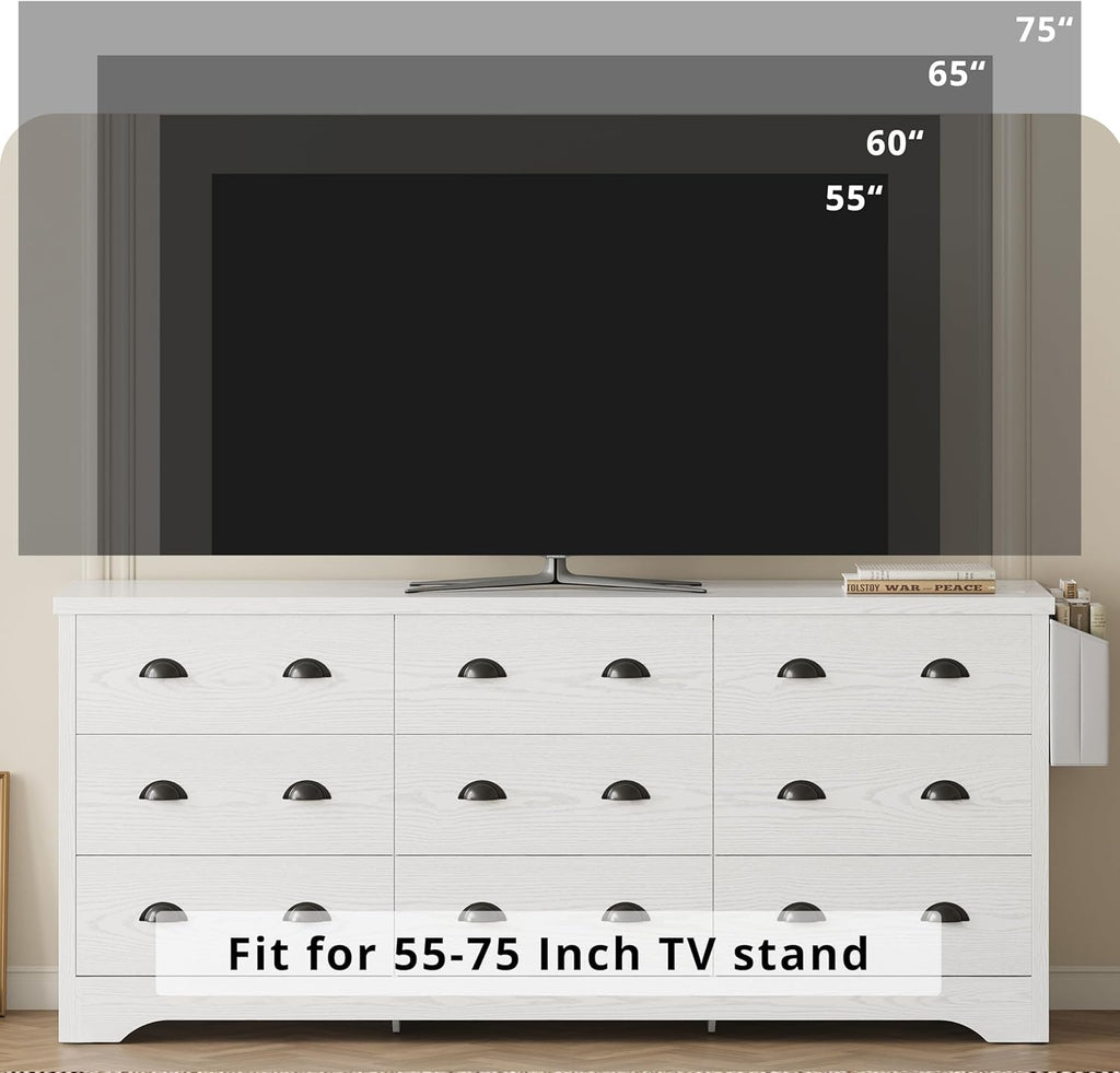 LIKIMIO Wooden 9-Drawer Dresser (63")