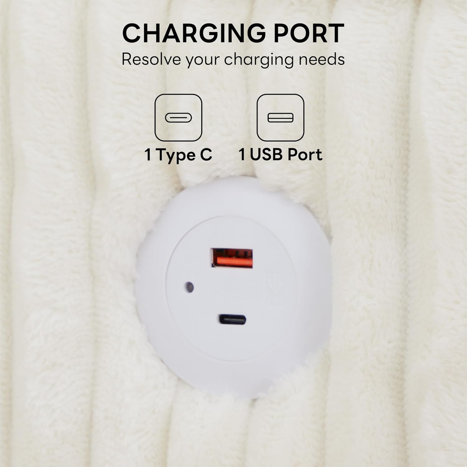 LIKIMIO 54''Oversized Chaise Lounge Chair Indoor,Firm Solid Wood Frame with USB & Cup Holder,Comfy Corduroy Ottoman,Reading Chair for Living Room, Study Room (White)