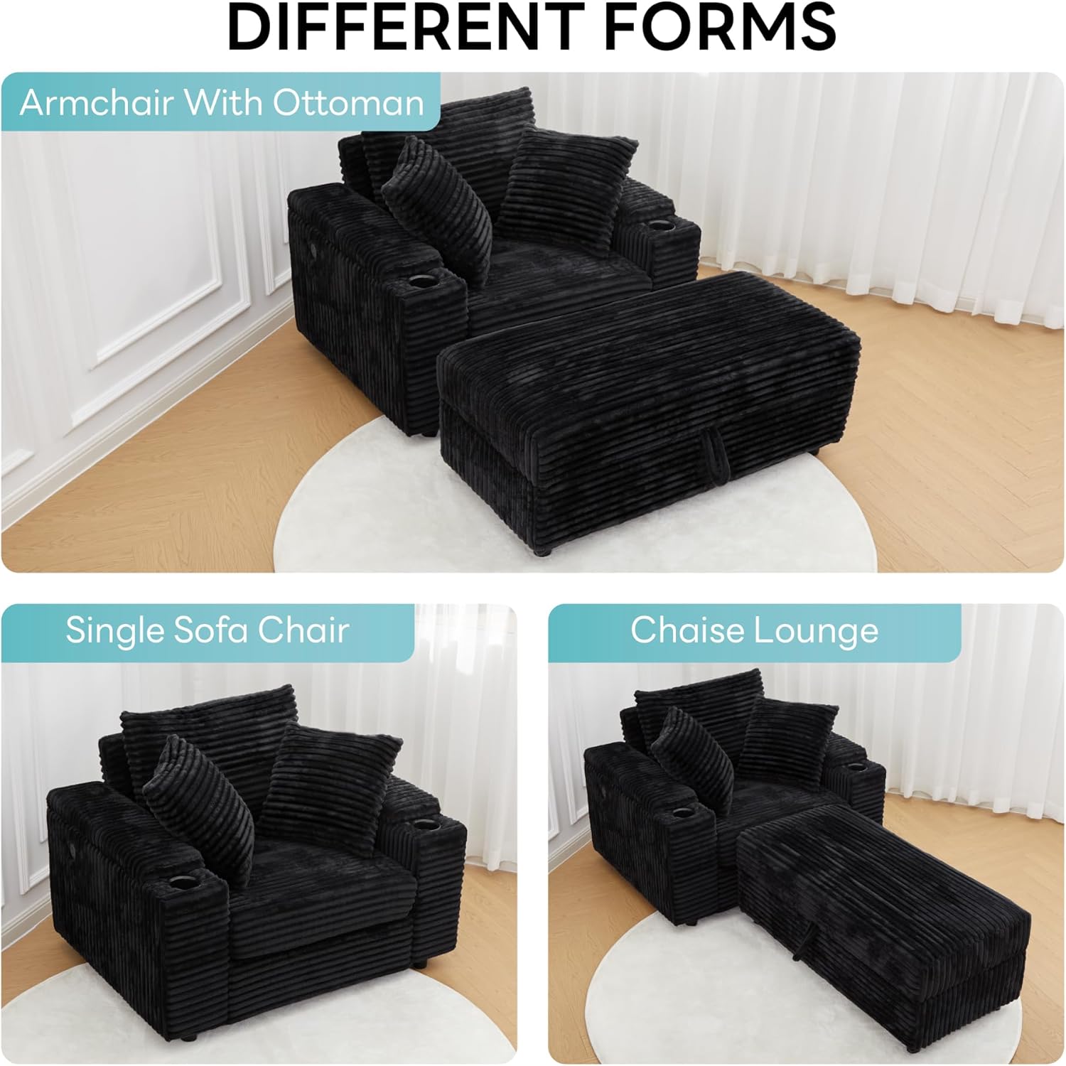 LIKIMIO Extra Large Corduroy Recliner（54”）