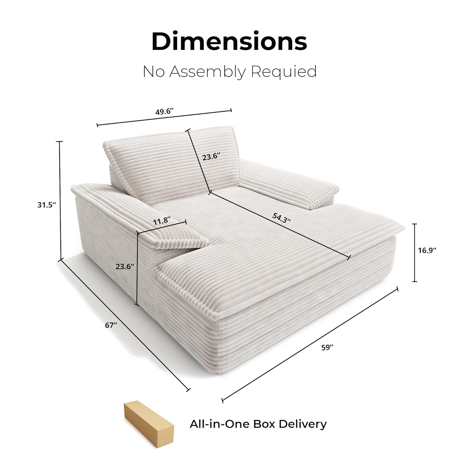 LIKIMIO 59" Lounge Sofa