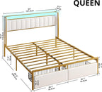 LIKIMIO Armrests Headboard & RGB Light Bed Frame