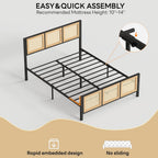 LIKIMIO Queen Bed Frame with Headboard, Wood Camas Queen with Strong Metal Slats Support