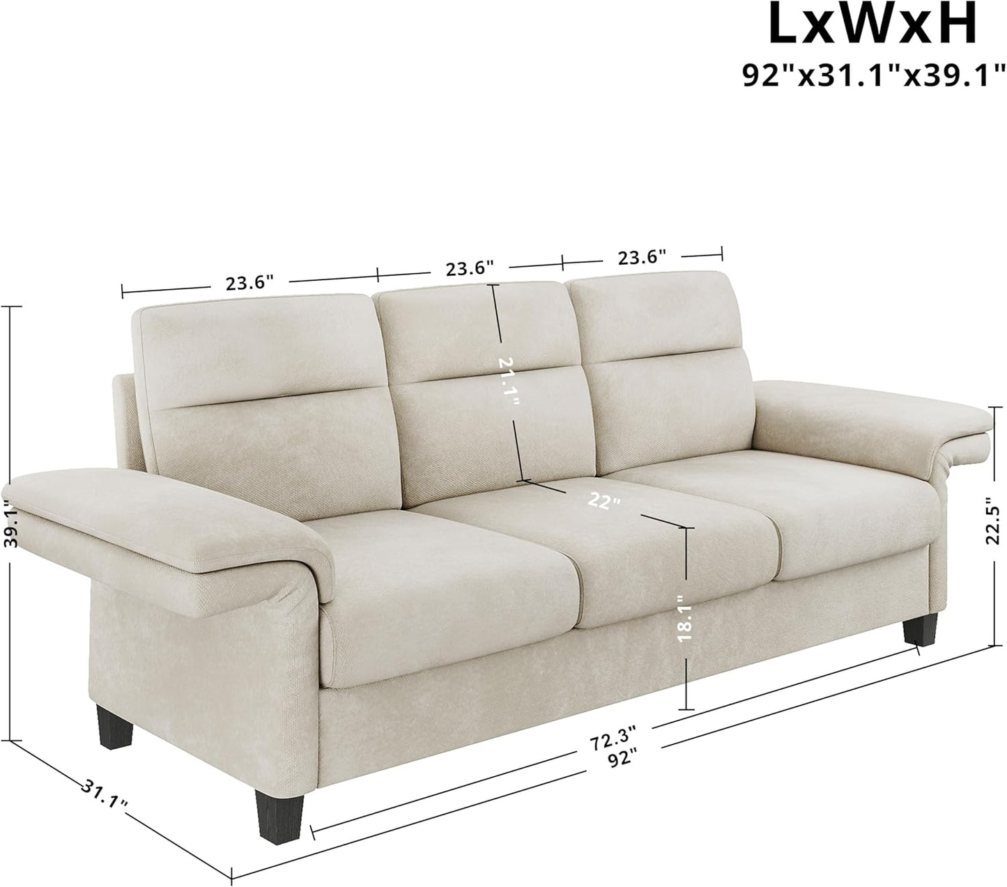 LIKIMIO 92 Inch Sofa