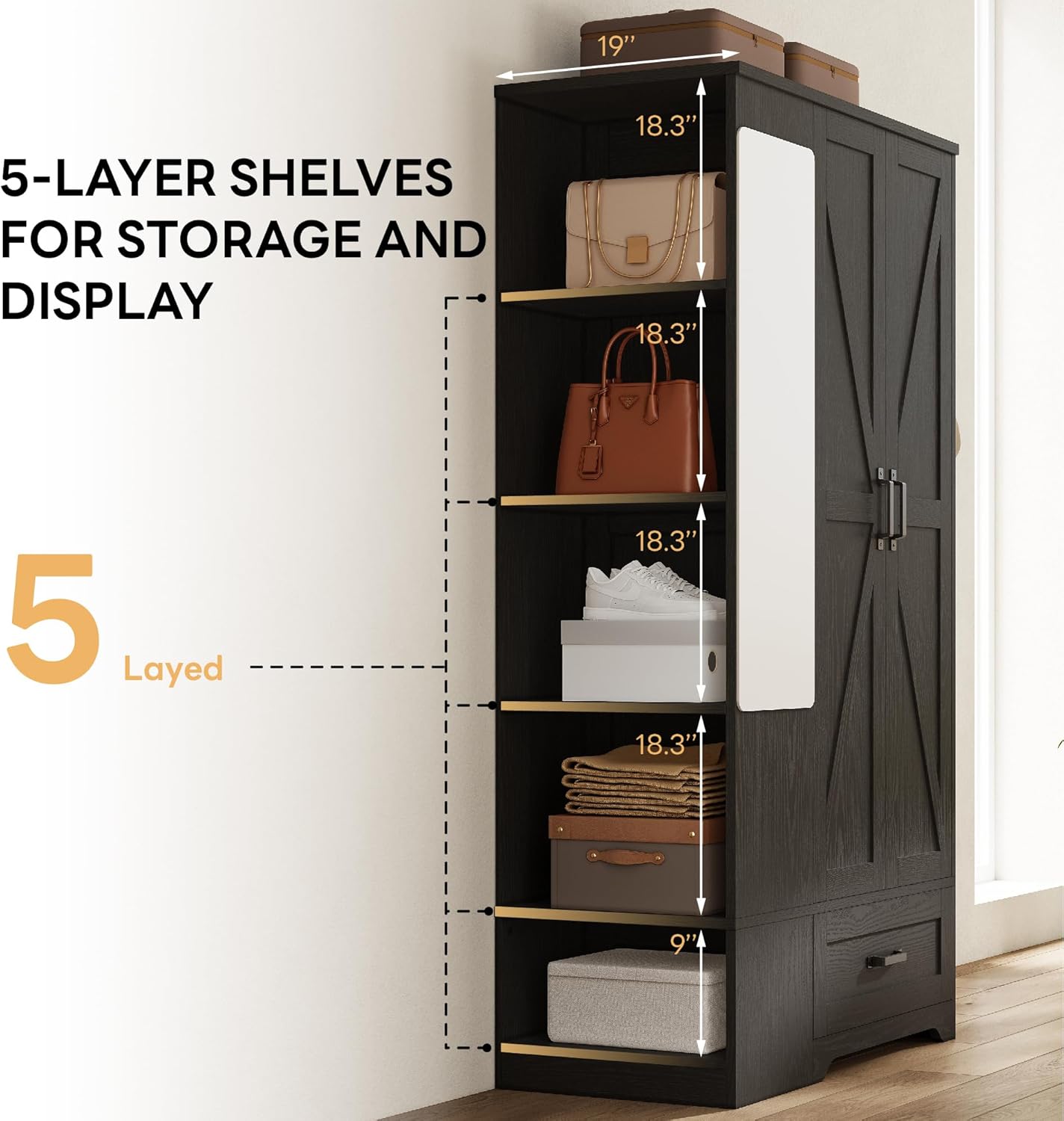 LIKIMIO 70" Armoire Freestanding Wooden Closet Set