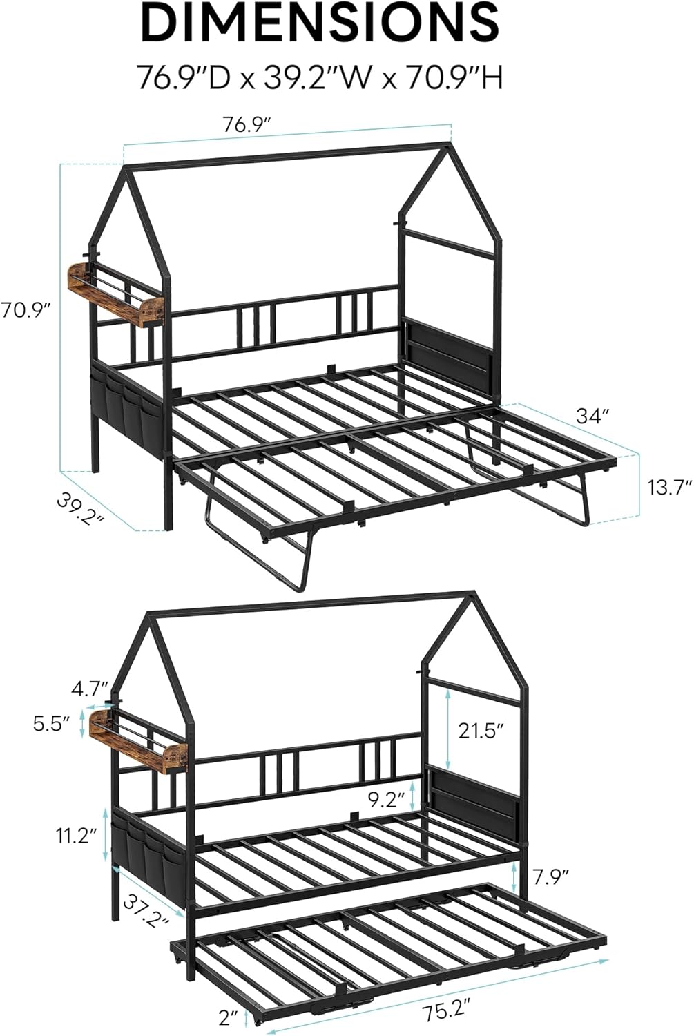 LIKIMIO Daybed with Pop Up Trundle