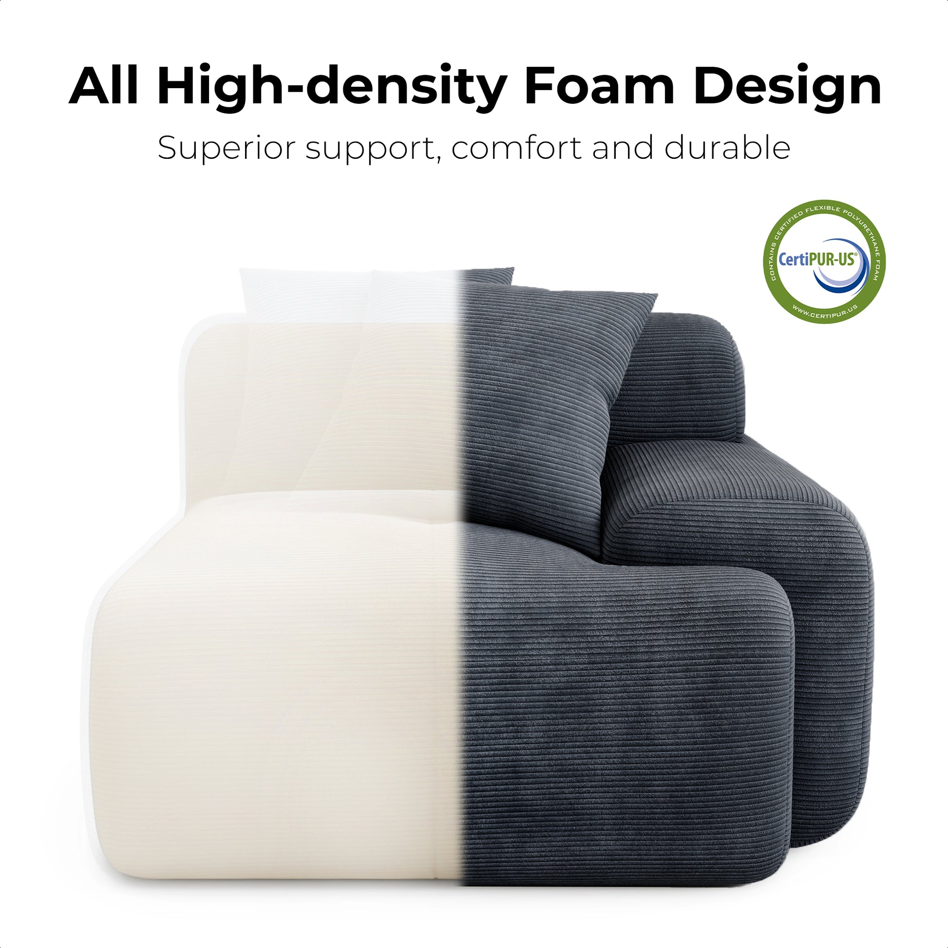 LIKIMIO 118" L-Shape Modern Modular Sofa