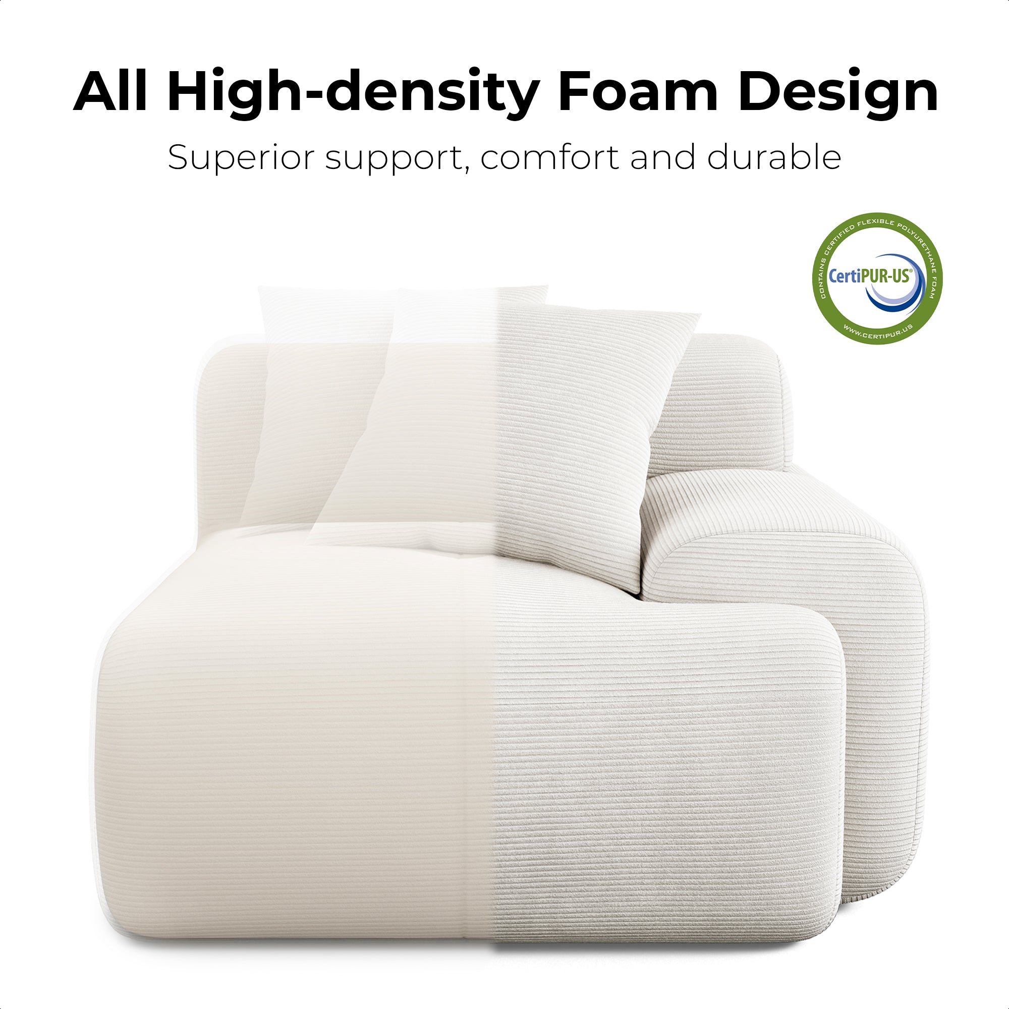 LIKIMIO 118" L-Shape Modern Modular Sofa