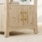 LIKIMIO 23.6" Wood Nightstand with Charging Station, Oak