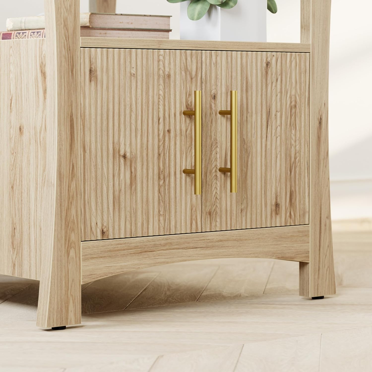 LIKIMIO 23.6" Wood Nightstand with Charging Station, Oak