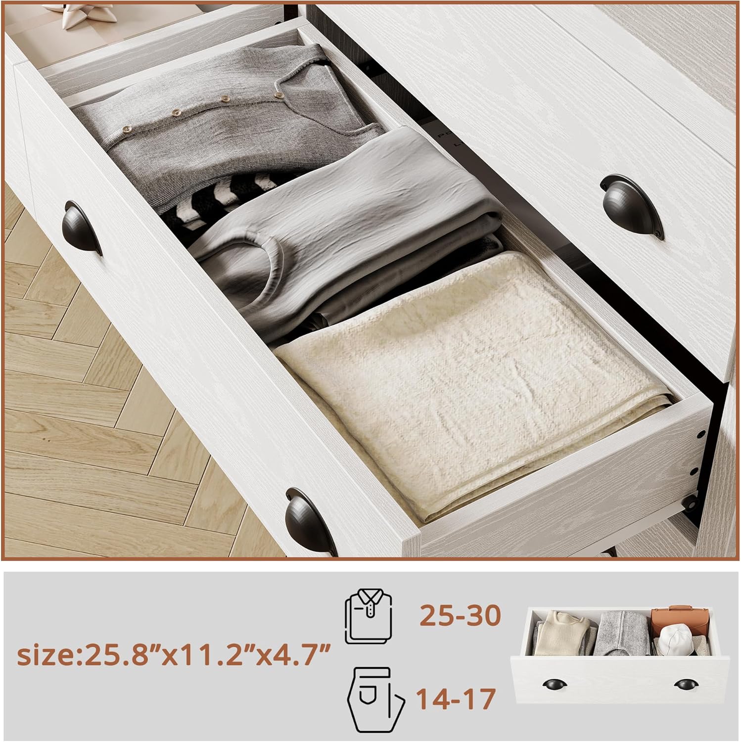 LIKIMIO 6-Drawer MDF Board Dresser (31.5")