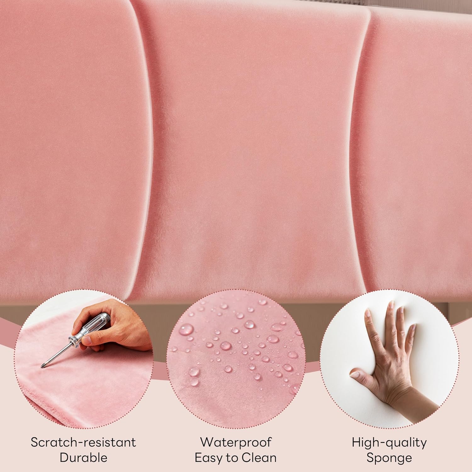 LIKIMIO Velvet Bed Frame (Bookshelf Headboard & Storage & LED)