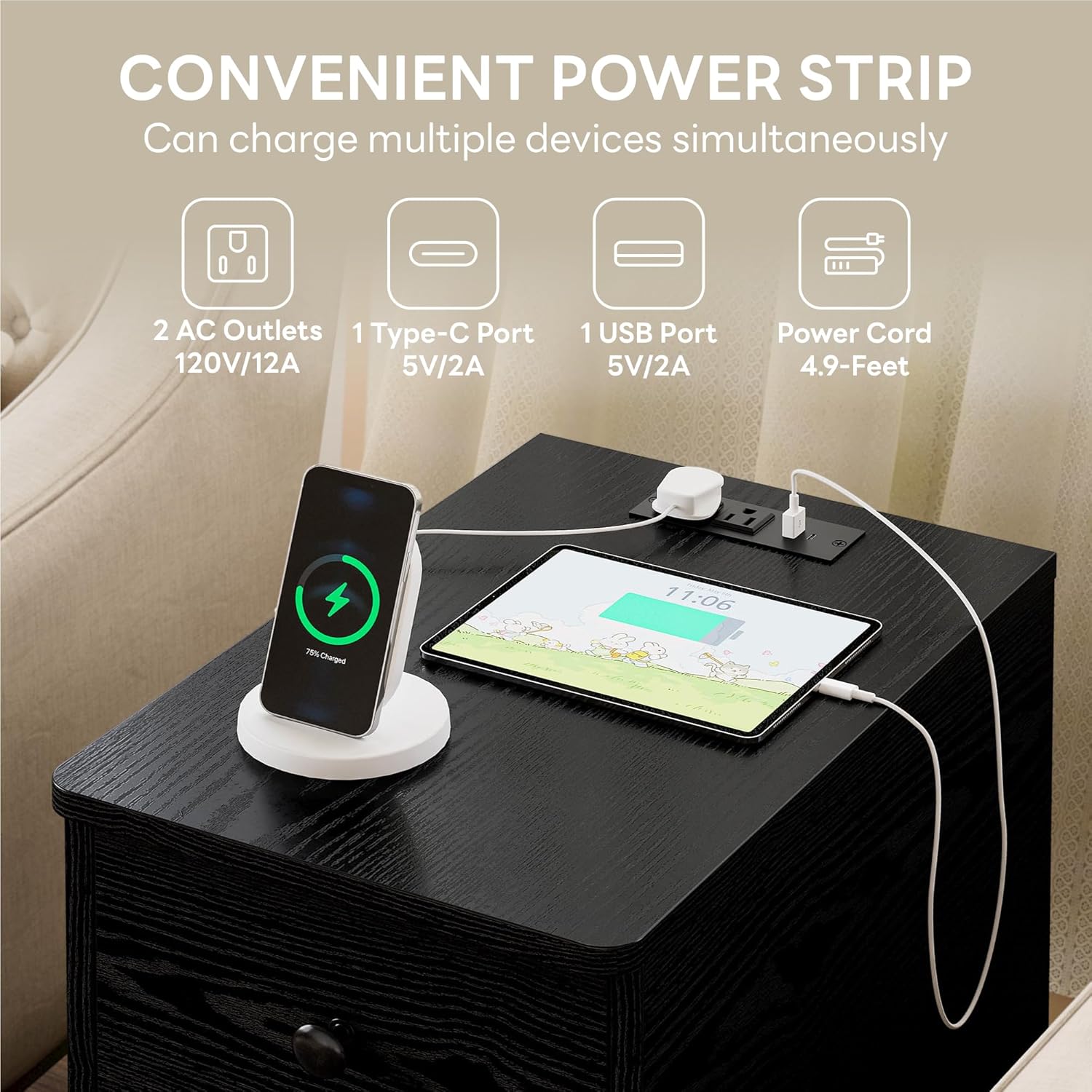 LIKIMIO Charging Station Nightstand