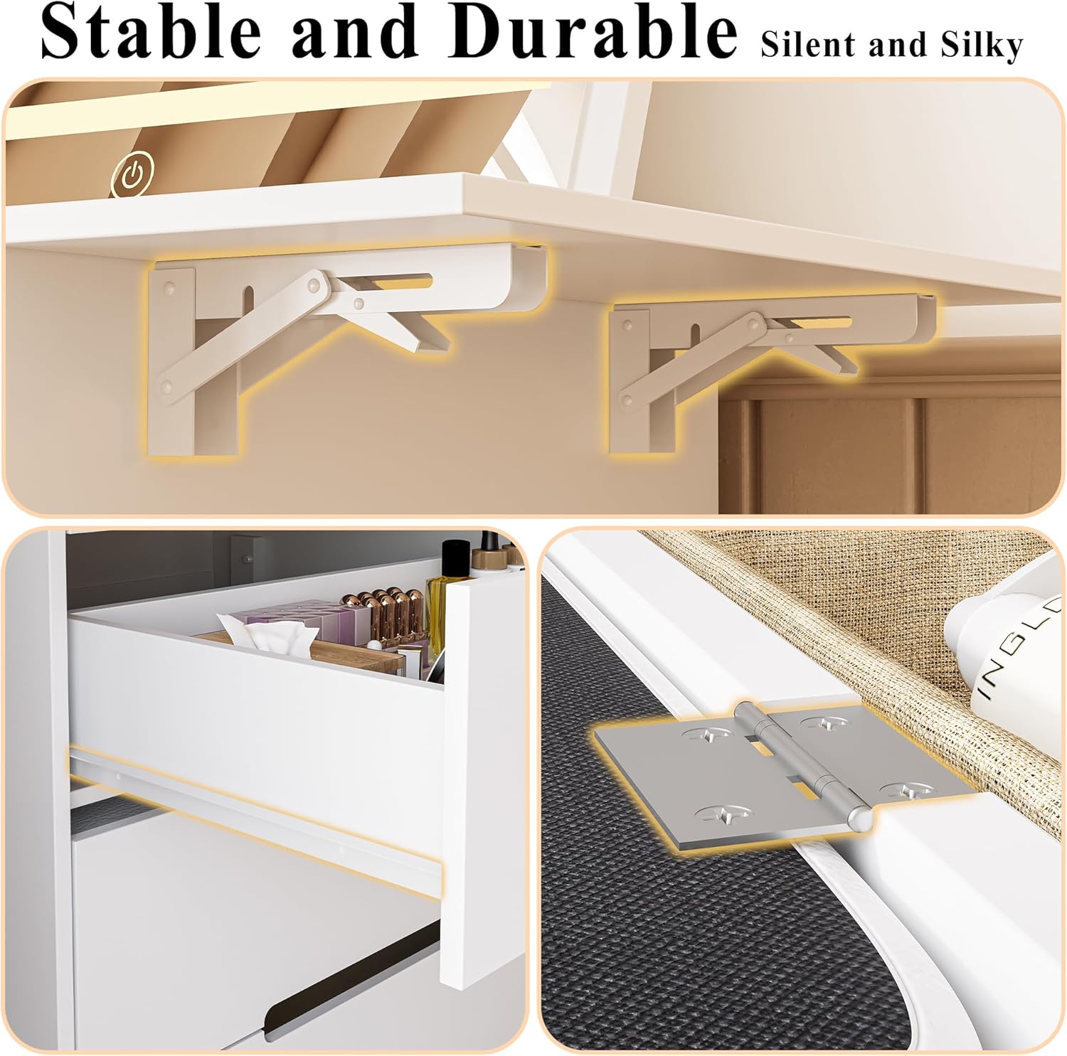 LIKIMIO 3-in-1 Make Up Vanity & End Table （31.9"）