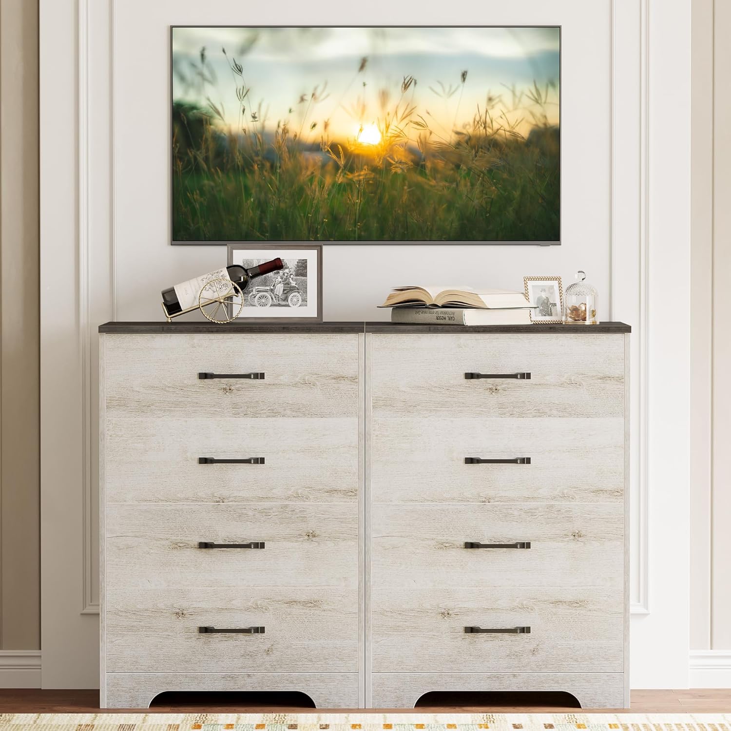 LIKIMIO Tall Wooden Nightstand（34.2“）
