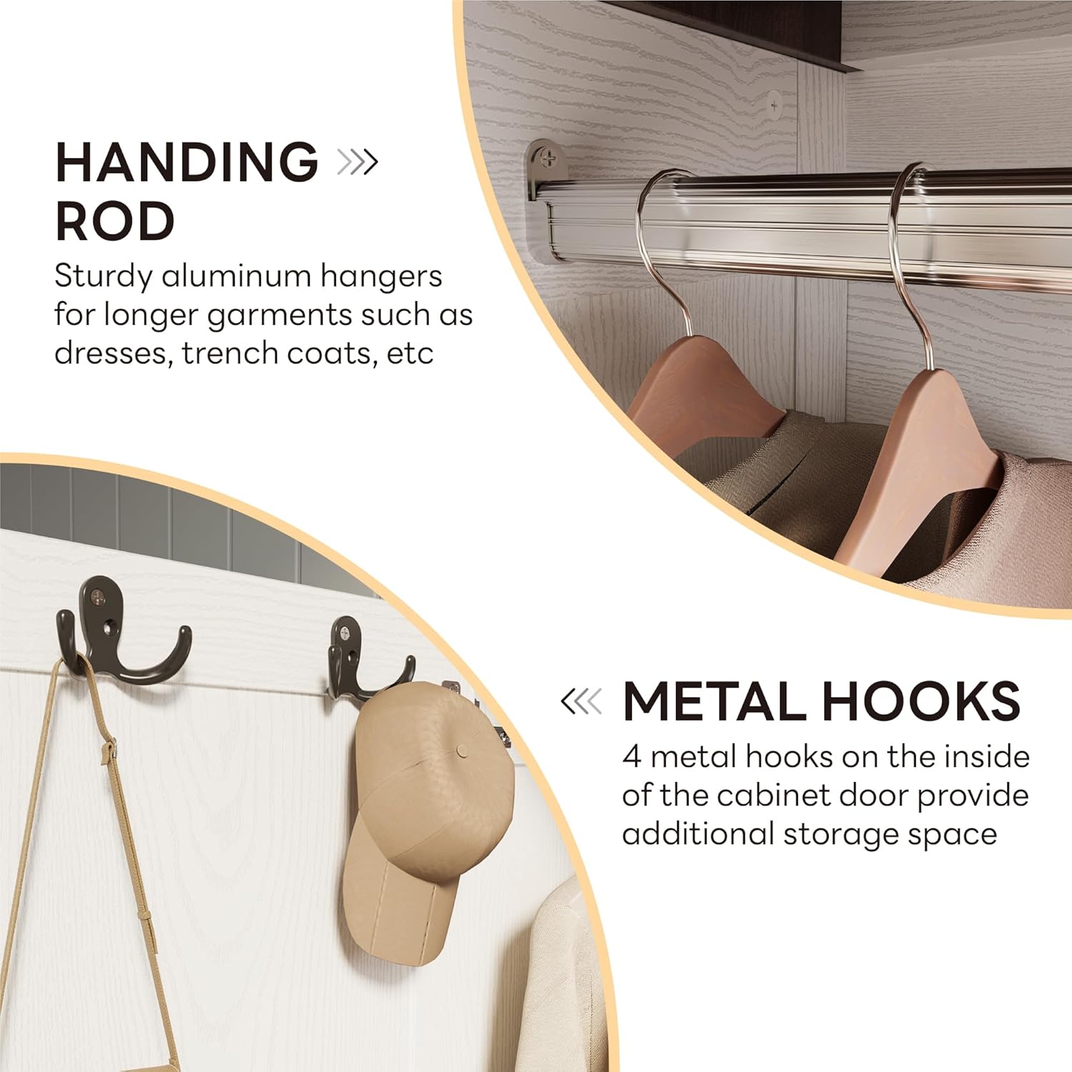 LIKIMIO 70.1“ Armoire Hangjing Rod Closet
