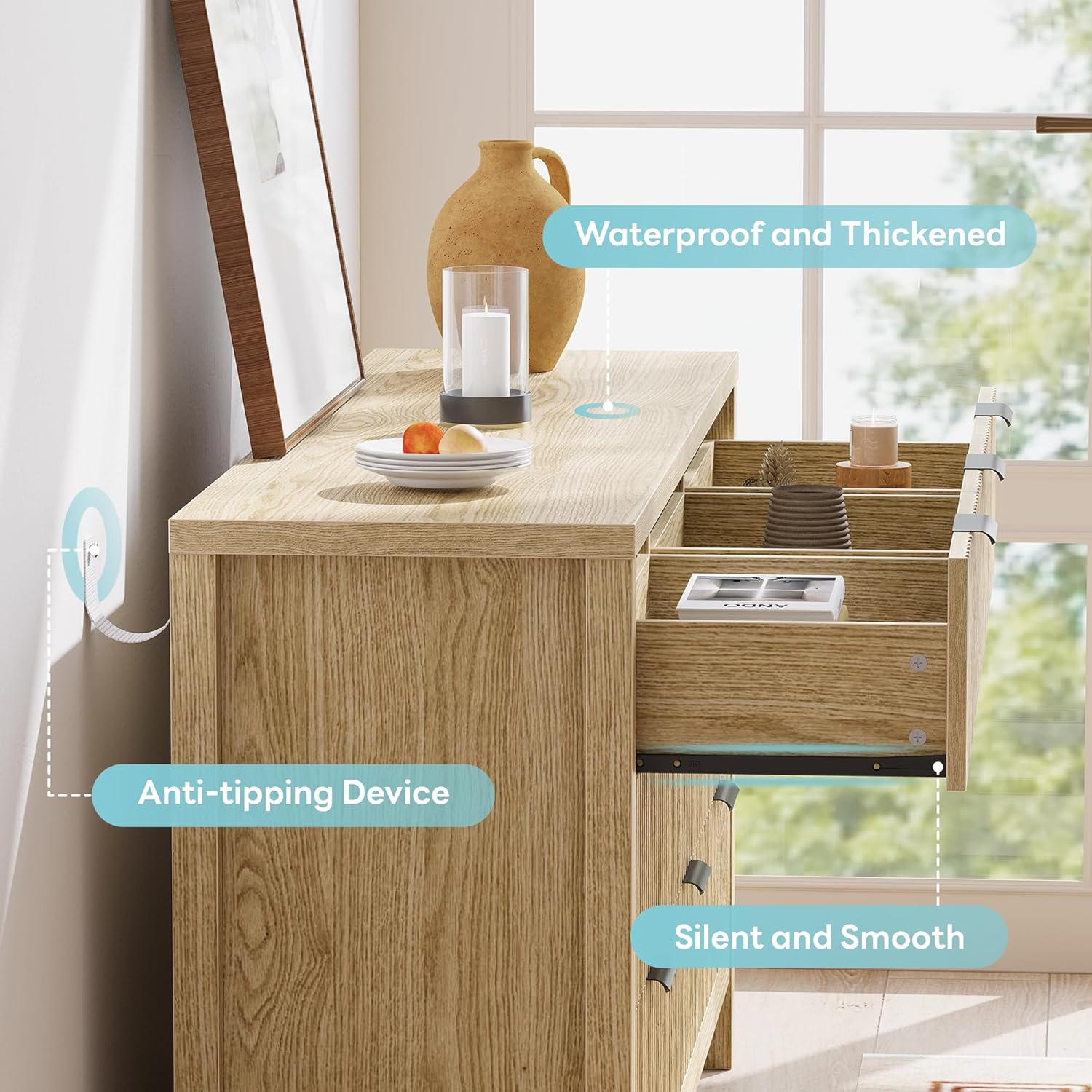 LIKIMIO Grooved Wood Dresser （59“）