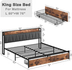 LIKIMIO Charging Storage Bed Frame