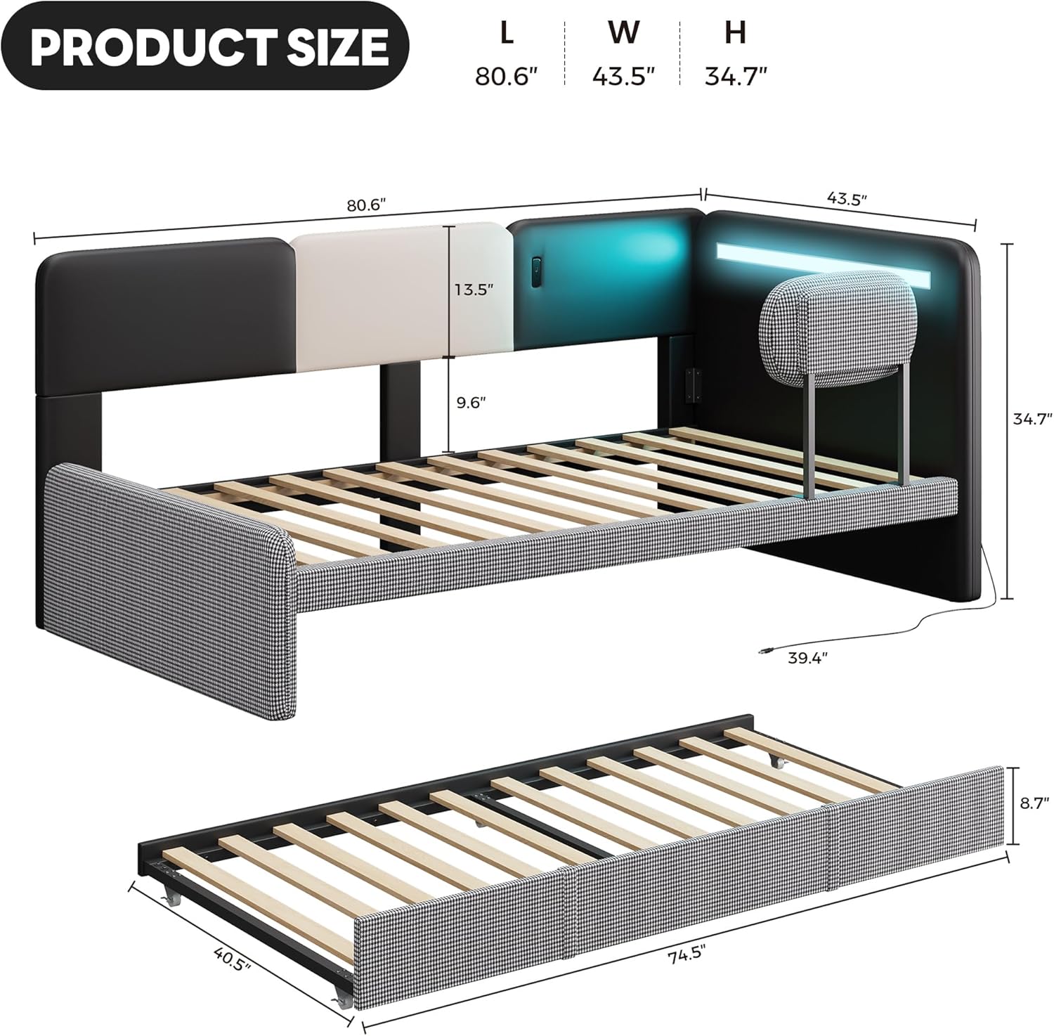 LIKIMIO Leather Corner Bed