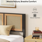 LIKIMIO Queen Bed Frame with Headboard, Wood Camas Queen with Strong Metal Slats Support