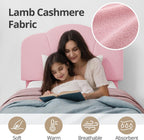 LIKIMIO Upholstered Twin Beds with Lamb Velvet 800LBS Sturdy, Pink