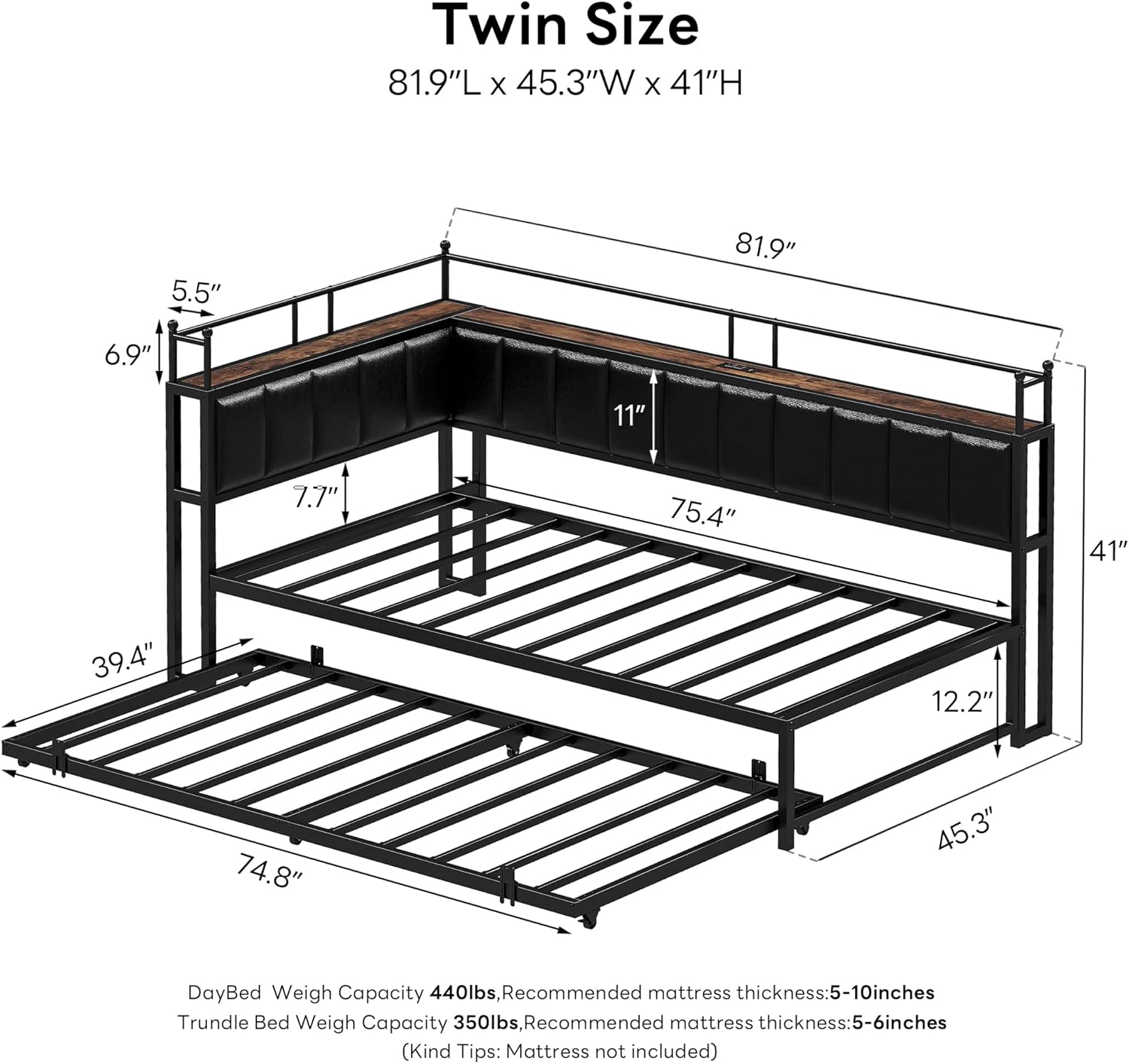LIKIMIO L-Shaped Trundle Corner Bed