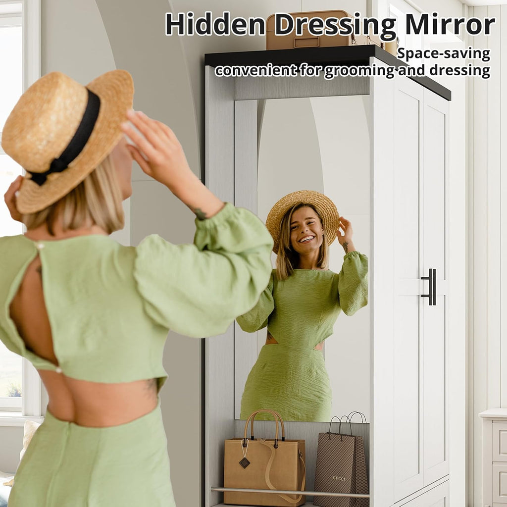 LIKIMIO Hidden Dressing Mirrorr Wardrobe（70“）