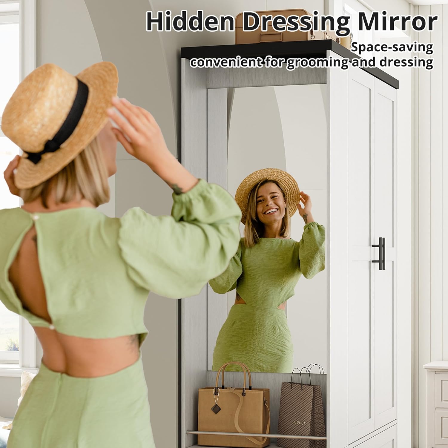 LIKIMIO Hidden Dressing Mirrorr Wardrobe（70“）