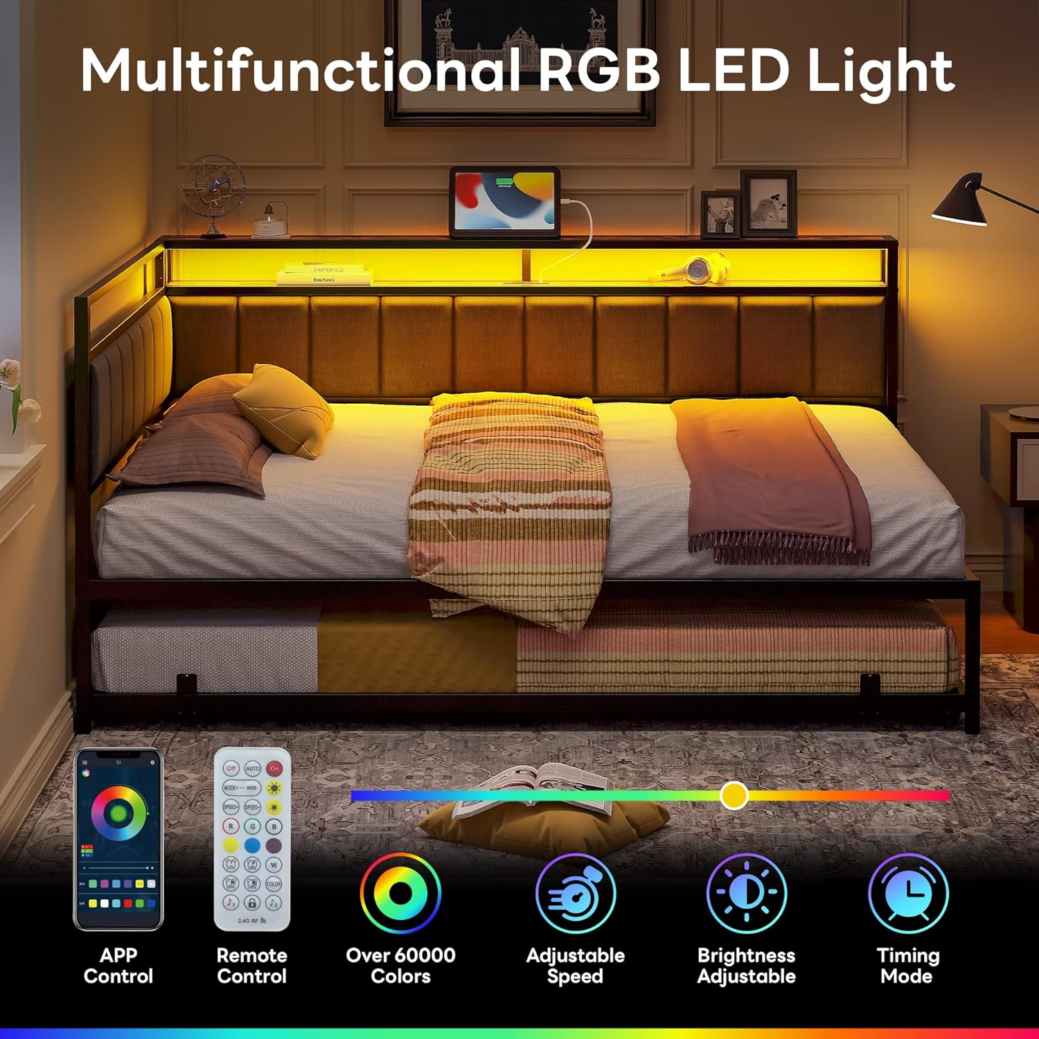 LIKIMIO Upholstered Storage Corner Bed