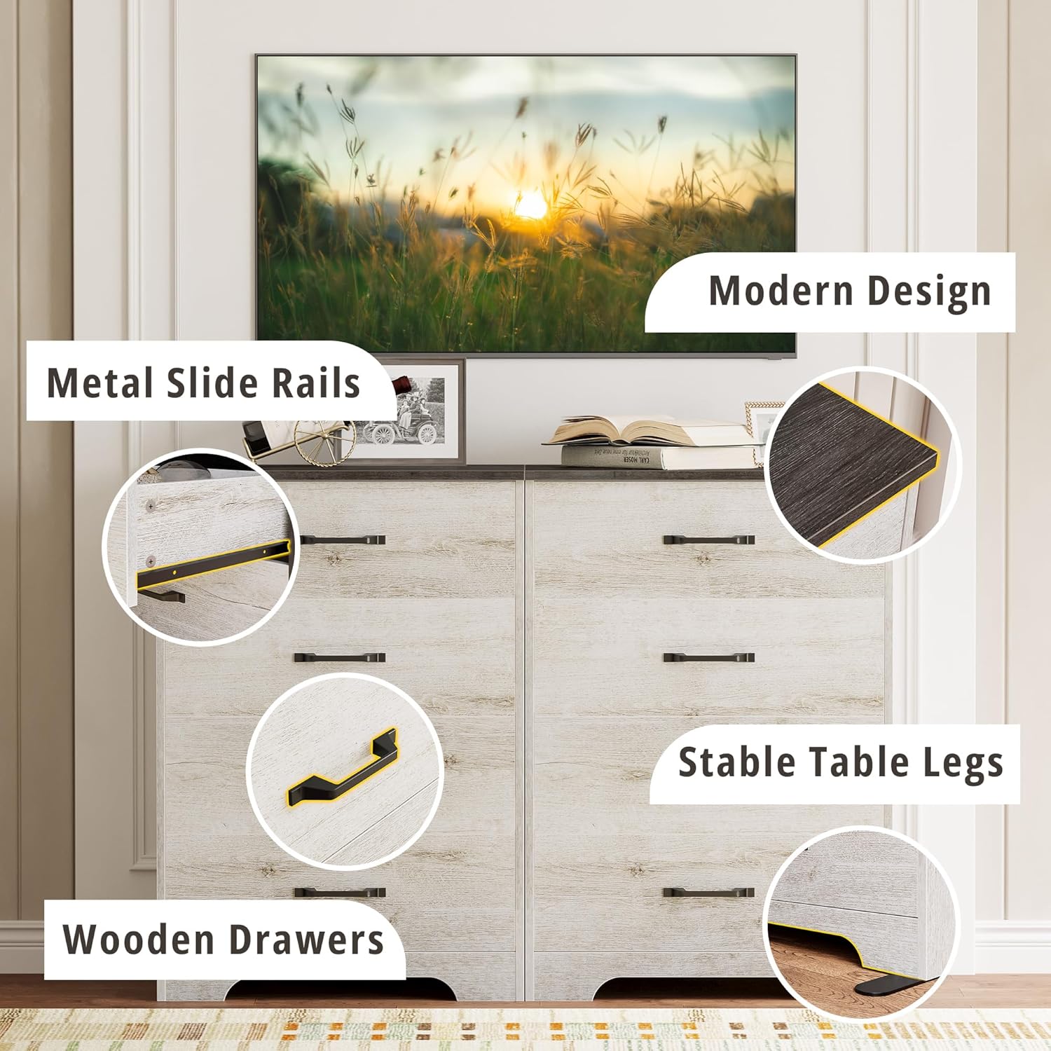 LIKIMIO Tall Wooden Nightstand（34.2“）