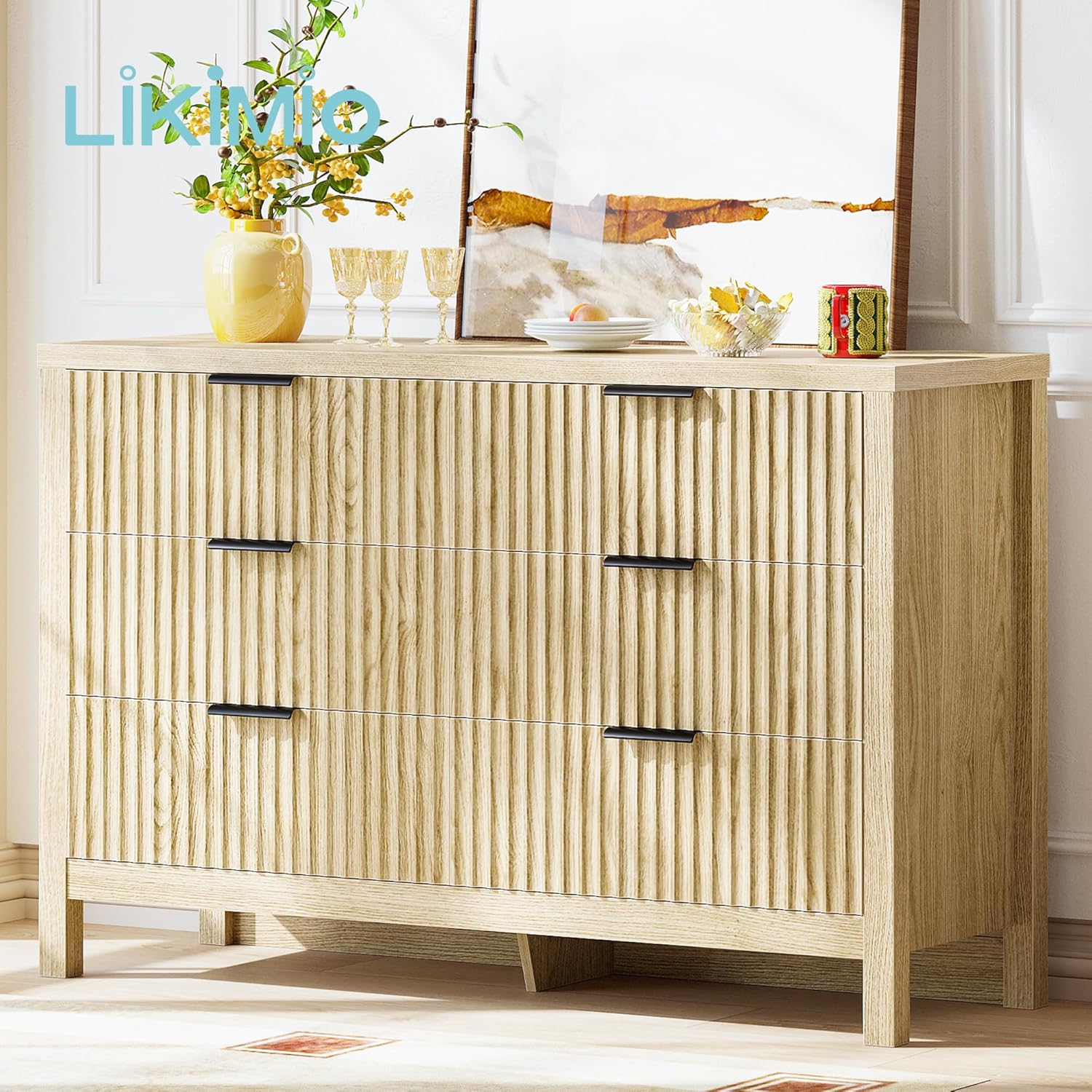 LIKIMIO Grooved Wood Dresser （59“）