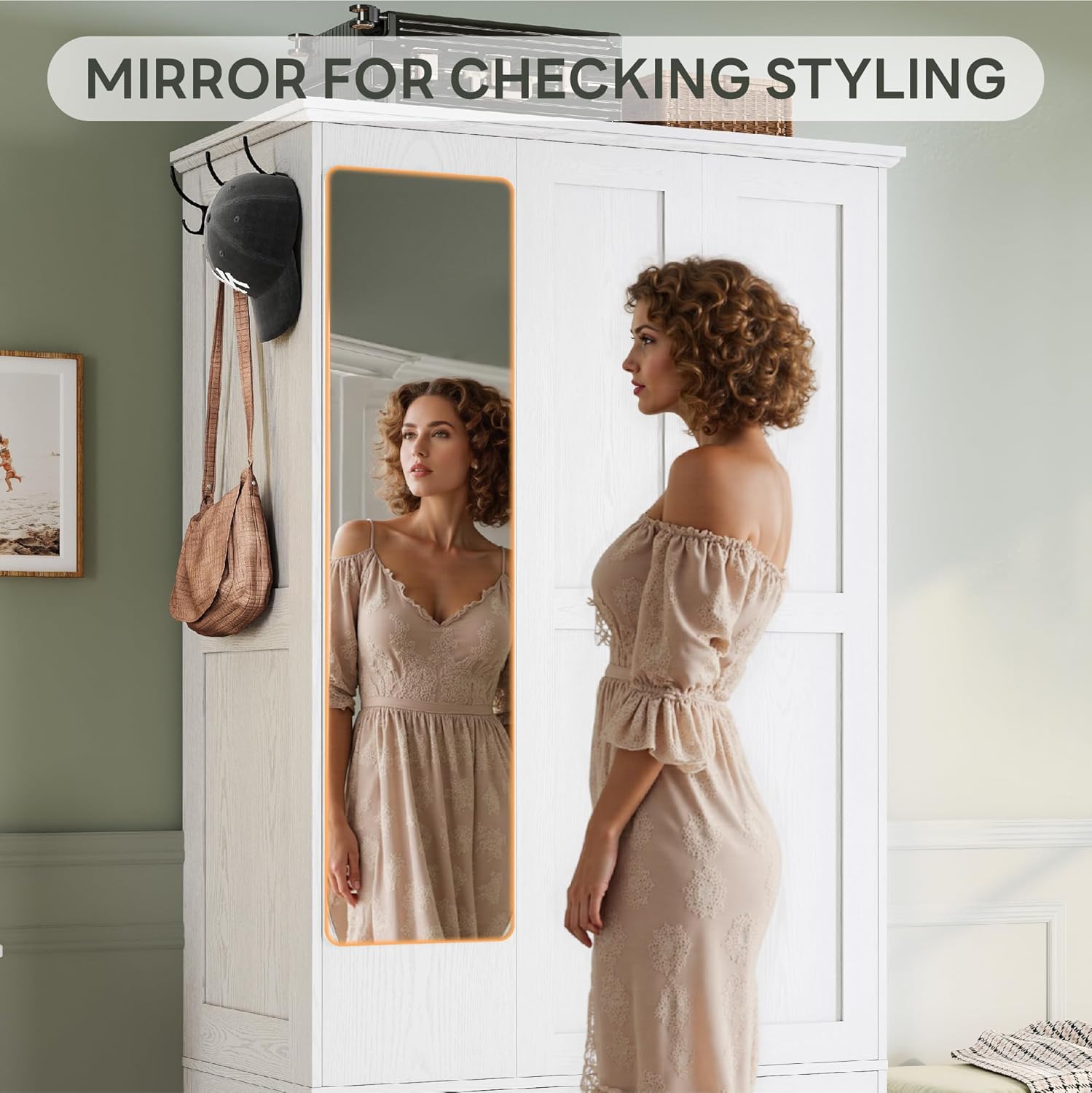 LIKIMIO Semi-mirror Storage Closet（70.35“）