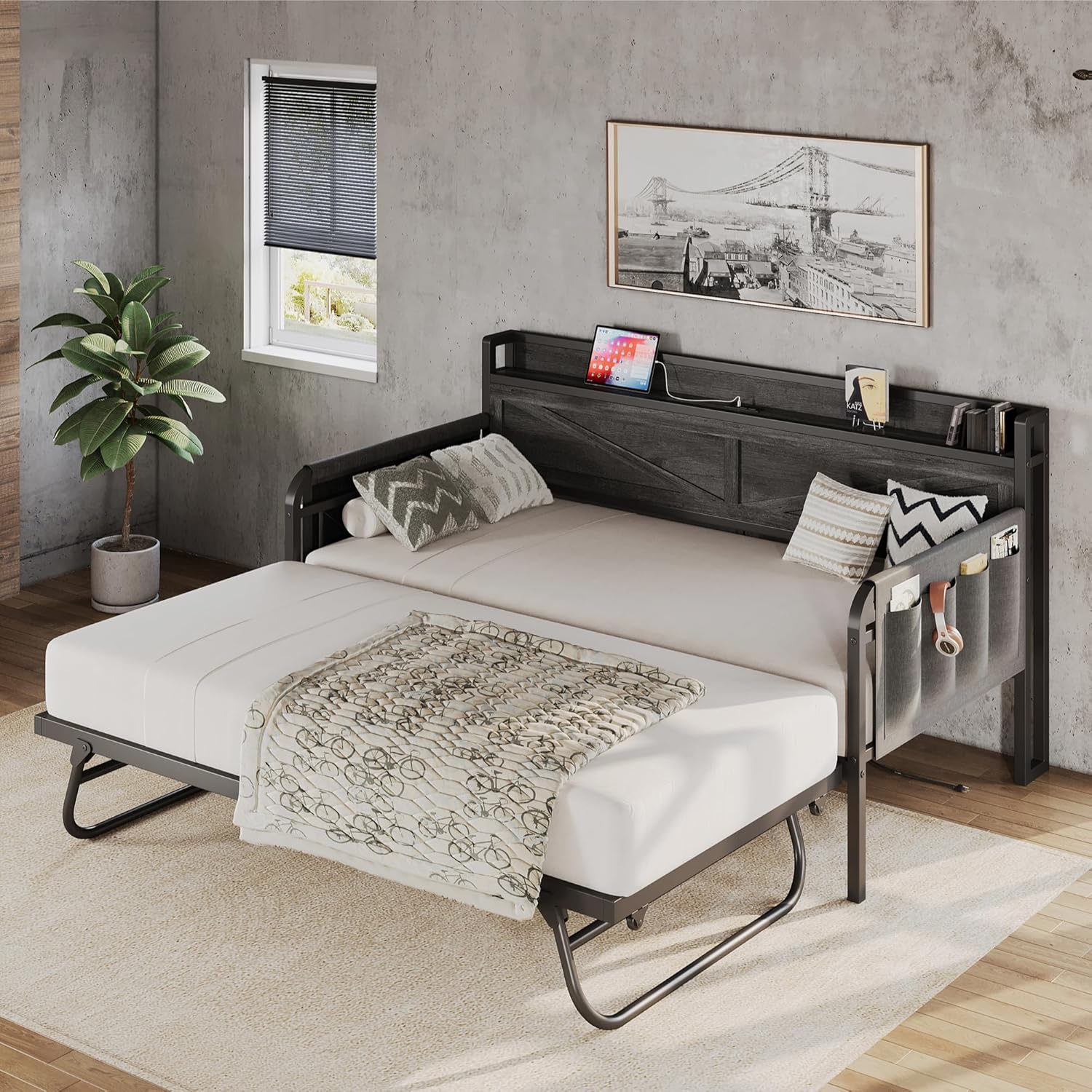 LIKIMIO Trundle Sofa Bed Frame
