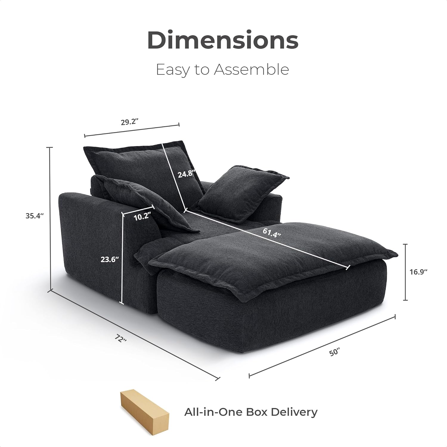 LIKIMIO Chenille Upholstered Sofa Bed（50”）