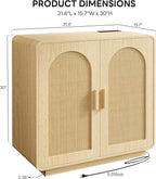 LIKIMIO Rattan Storage Cabinet with with 2 Doors and Adjustable Shelves for Kitchen, Natural