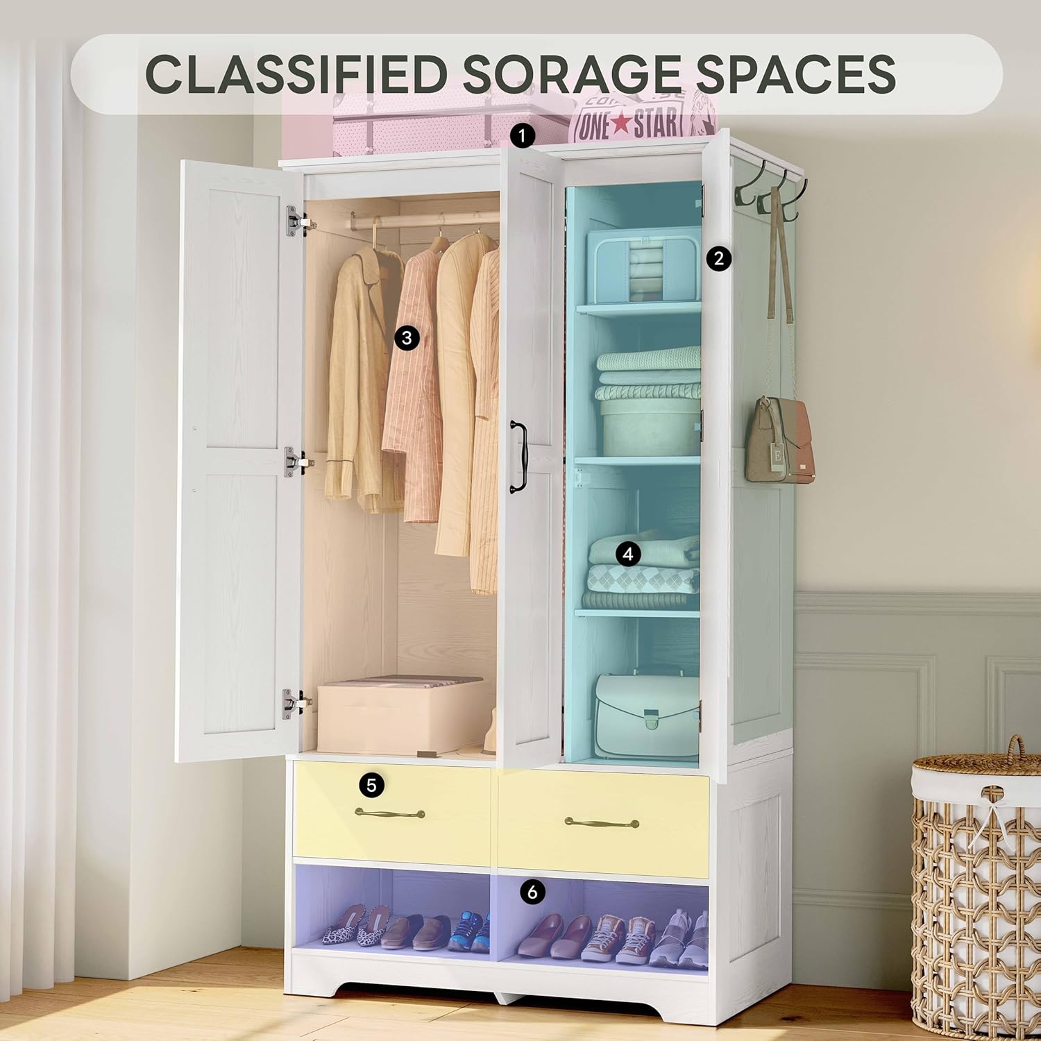 LIKIMIO Semi-mirror Storage Closet（70.35“）