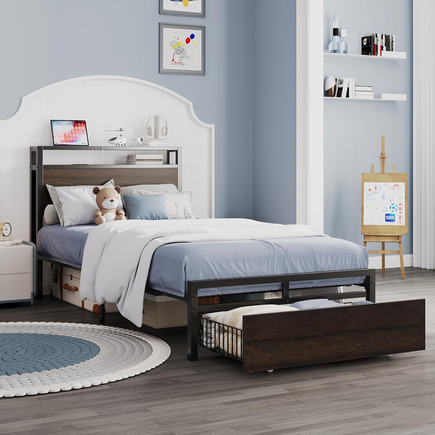 LIKIMIO Drawers and Storage Sockets Bed Frame