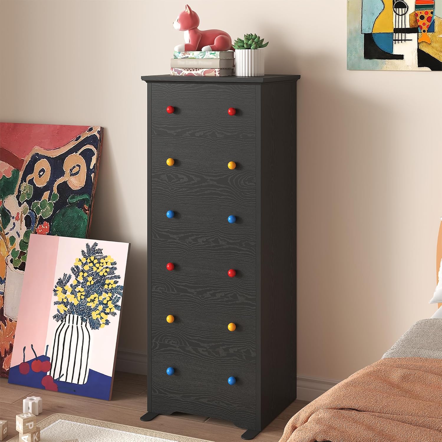 LIKIMIO Wooden 6 Drawer Tallboy (51.5")