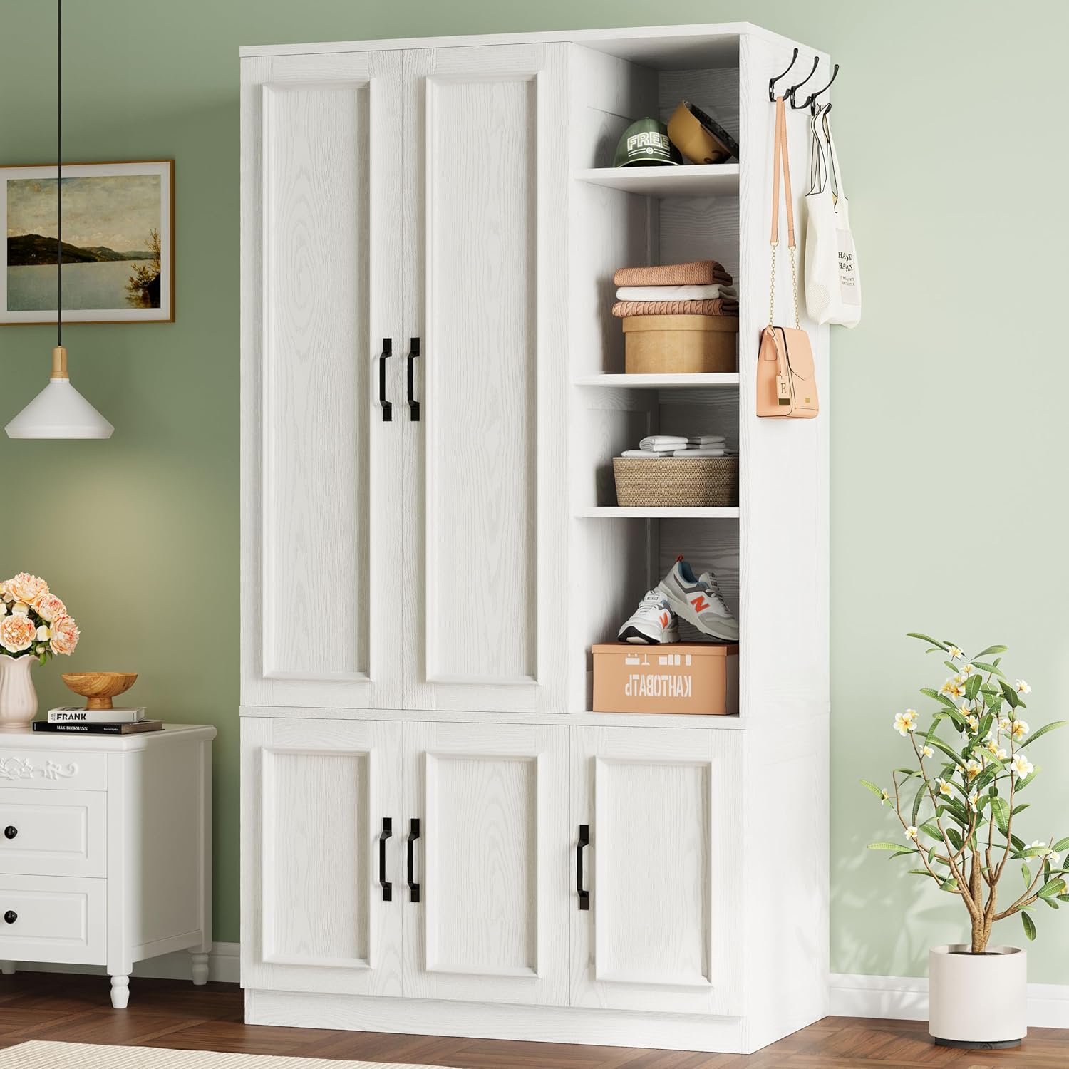 LIKIMIO Armoire Wooden Wardrobe Closet (70")