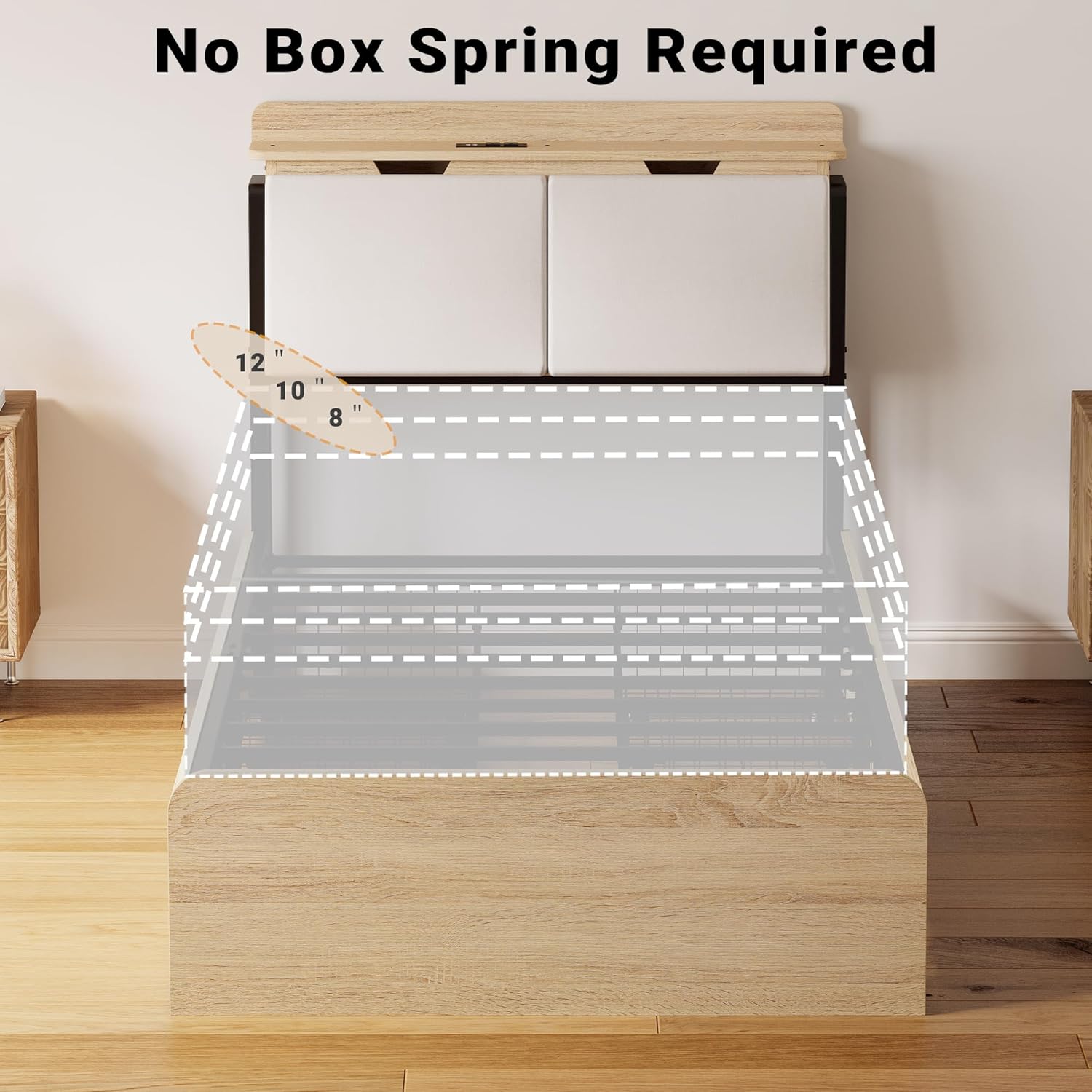LIKIMIO Camas Hidden Storage Bed Frame