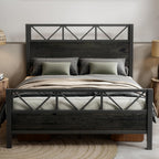 LIKIMIO High Industrial Style Headboard Bed Frame